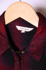 River Island Small Red and Black Long Button-Down Shirt