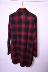 River Island Small Red and Black Long Button-Down Shirt