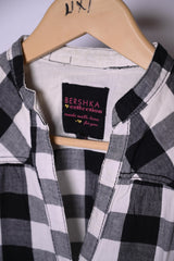 Bershka Small Black and White Check Button-Down Blouse