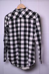 Bershka Small Black and White Check Button-Down Blouse