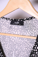 Wallis Black & White Polka Dot Dress (Medium, Good Condition)