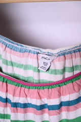 M&Co Medium Pink, Green, and White Lines Blouse