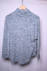 Fat Face Blue and White High Neck Top (Medium)