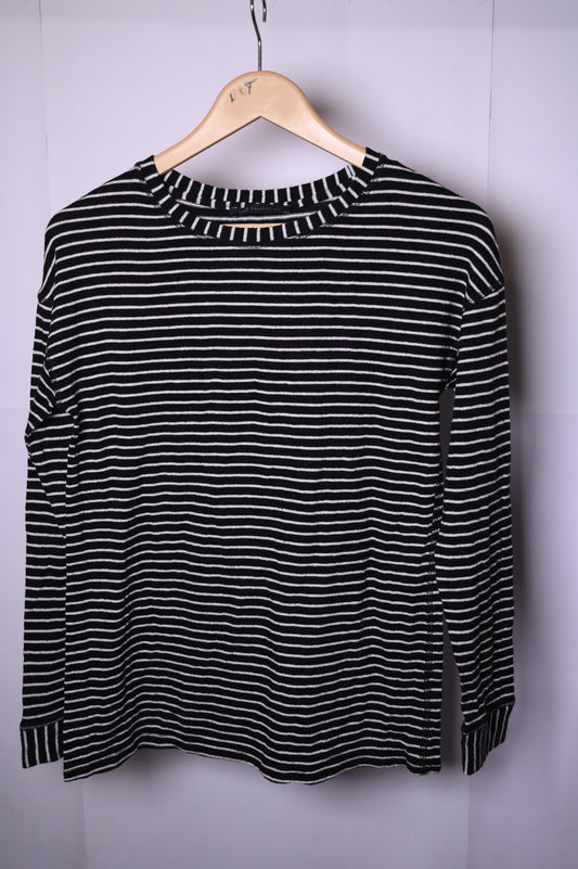 H&M Medium Black and White Striped Sweatshirt