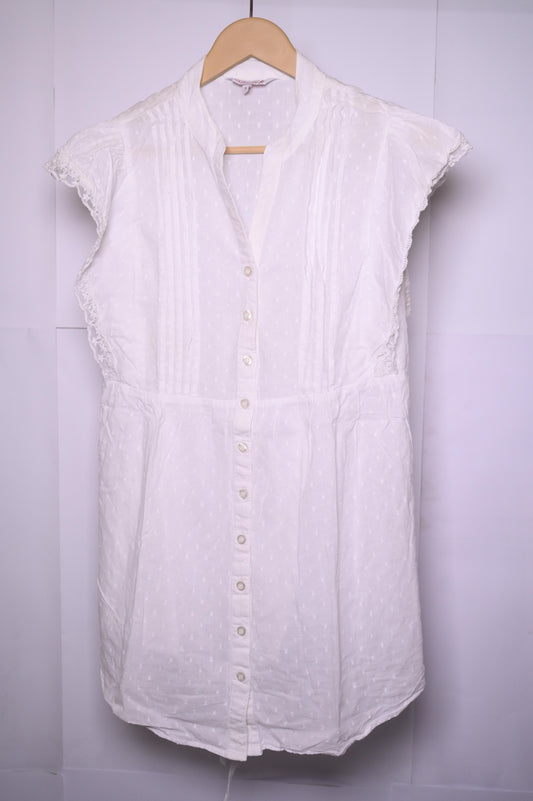 Maternity White Button-Down Blouse