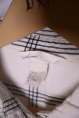 H&M White with Gray Checks Button Down Shirt