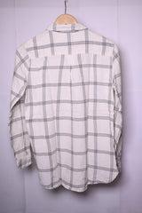 H&M White with Gray Checks Button Down Shirt