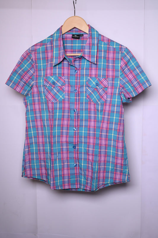 Crane Blue & Red Checks Blouse