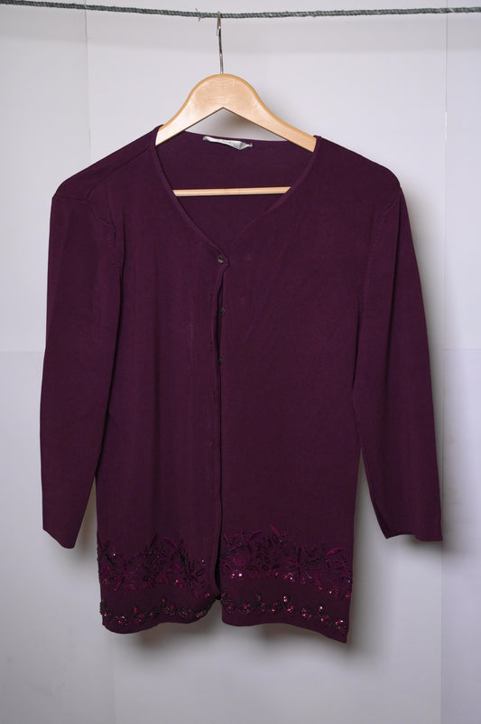 J. Taylor Deep Purple Viscose Sweater - Large