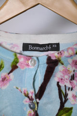 Bonmarche Light Blue Sweater with Cherry Blossom Print