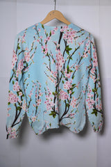 Bonmarche Light Blue Sweater with Cherry Blossom Print