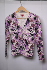 Merona White Sweater with Purple Print