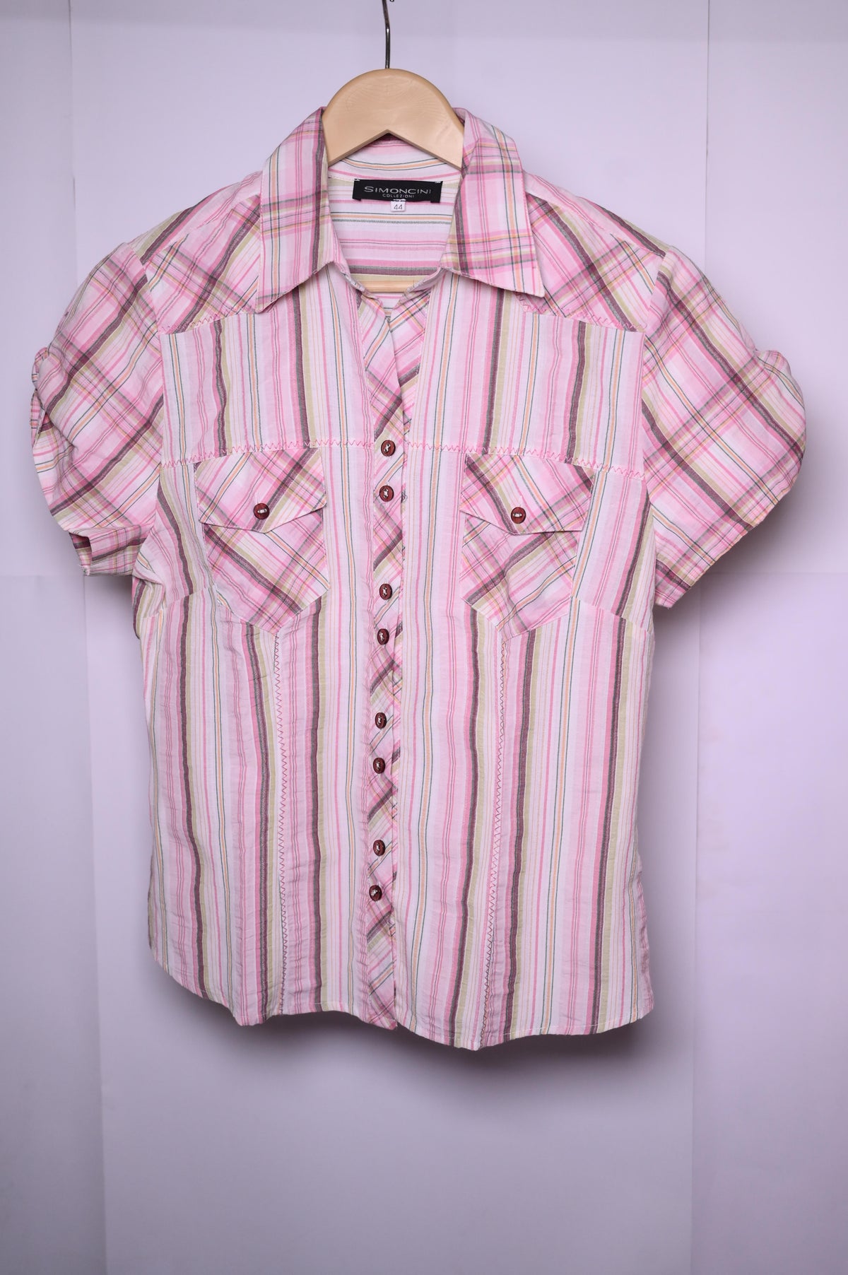 Simoncini Pink & White Stripes Button-Down