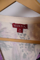 Merona White Sweater with Purple Print