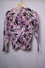 Merona White Sweater with Purple Print