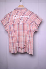 Bow Trend Pink Checkered Button-Down