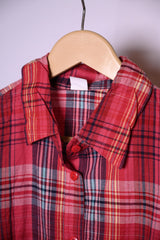 Thriftyfy Red Checkered Button-Down Blouse