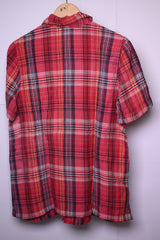 Thriftyfy Red Checkered Button-Down Blouse