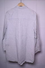 M&Co White Stripes Button-Down Blouse