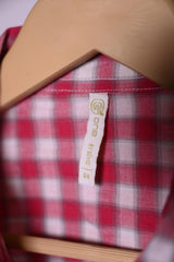 Bevo Red & White Checks Button-Down Blouse