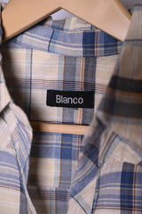 Blanco White & Blue Checks Blouse