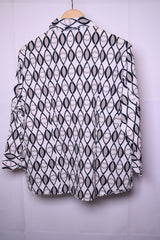 Haggar White with Black & Brown Design Blouse