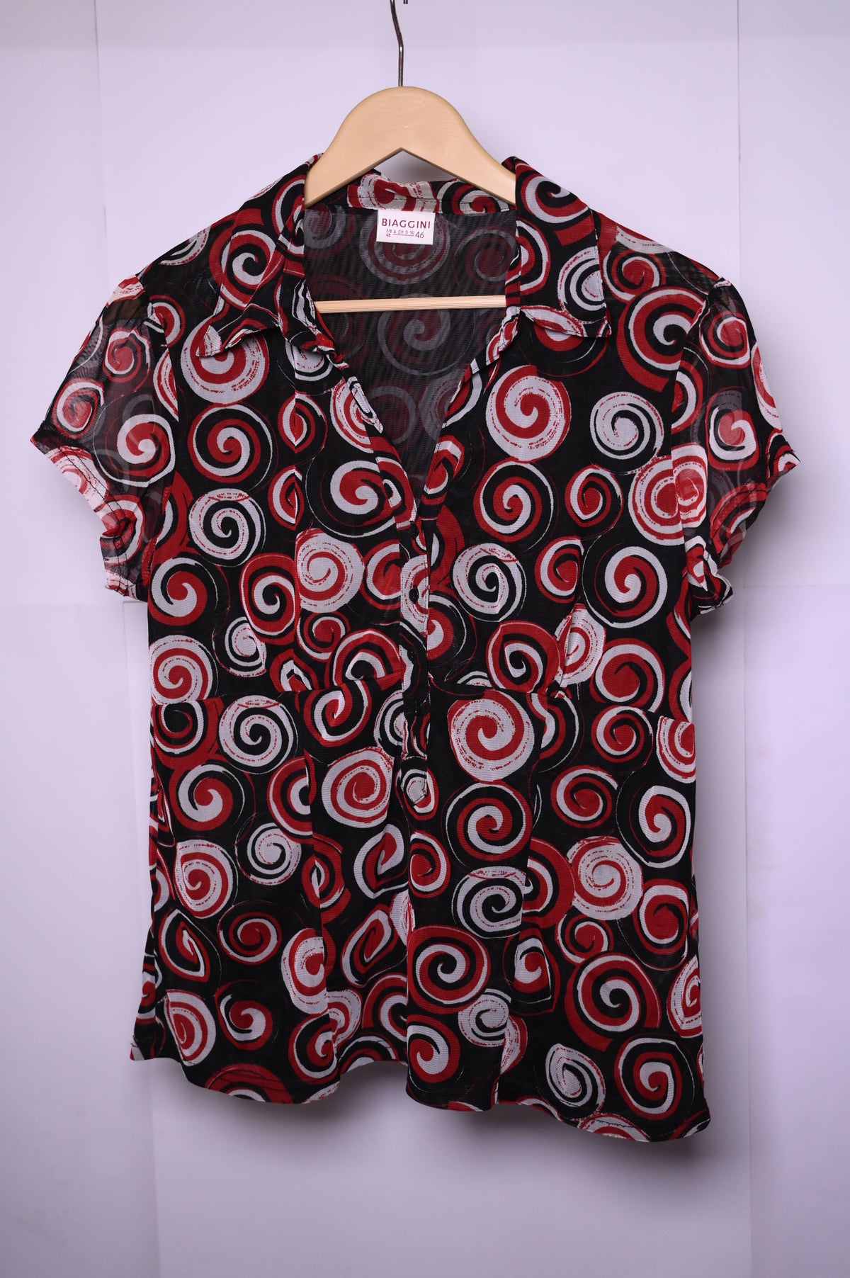 Biaggini Black & Red Spirals Blouse