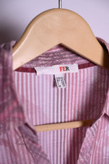 My Way FER Pink & White Striped Button Down Shirt – Medium