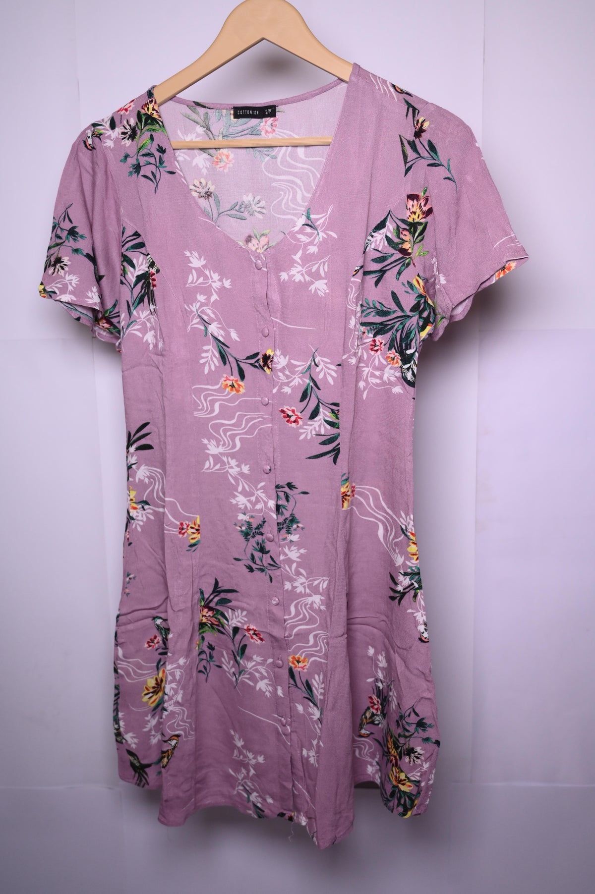 Cotton On Purple Floral Dress (Small, Good Condition)