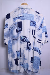 Thriftyfy White with Blue Blouse - Size Small