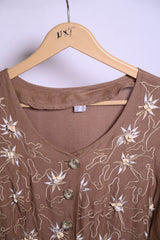 Thriftyfy Brown and Golden Flower Dress