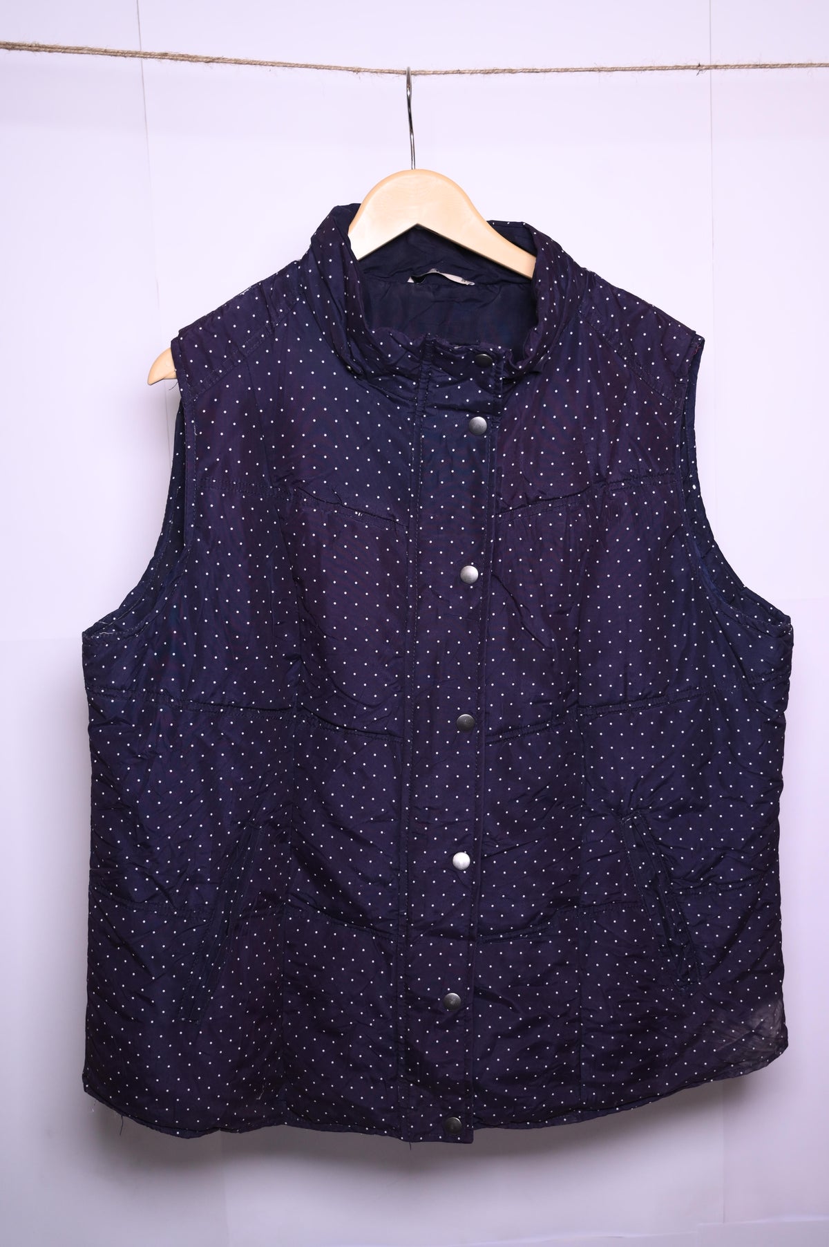 Tu Navy Blue Polka Dot Puffer Jacket