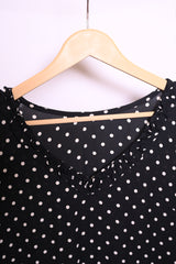 Thriftyfy Dress - Medium, Black with White Polka Dots