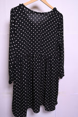 Thriftyfy Dress - Medium, Black with White Polka Dots