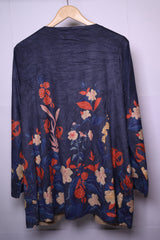 Floral Bluish Grey Polyester Shrug