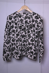 George White Viscose Sweater with Black Flowers – Small