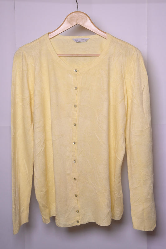 Love Knitwear Yellow Viscose Sweater - Large