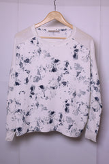 M&S White Sweater with Black Flowers - Large