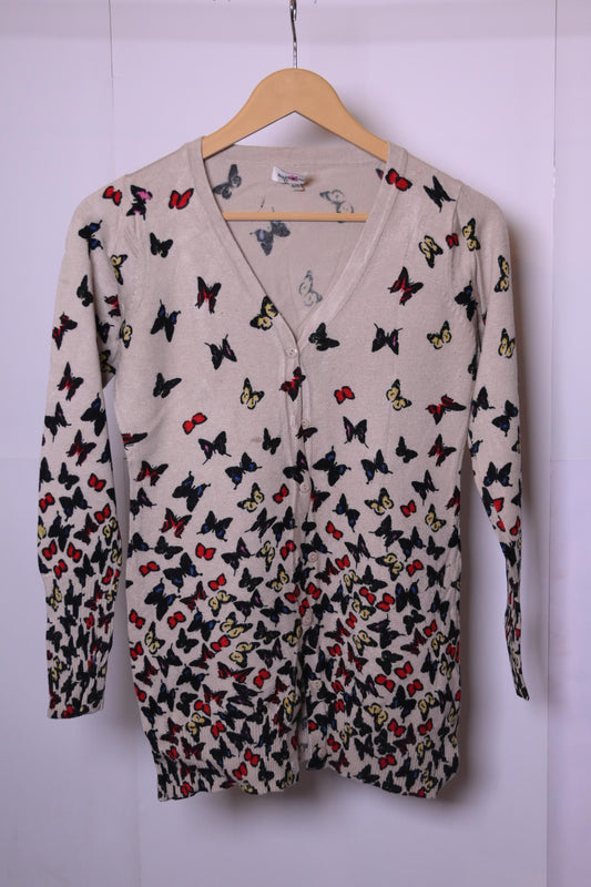 Magnolia Butterfly Print Sweater - Small