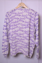 M&S Women's White Sweater with Purple Bird Print