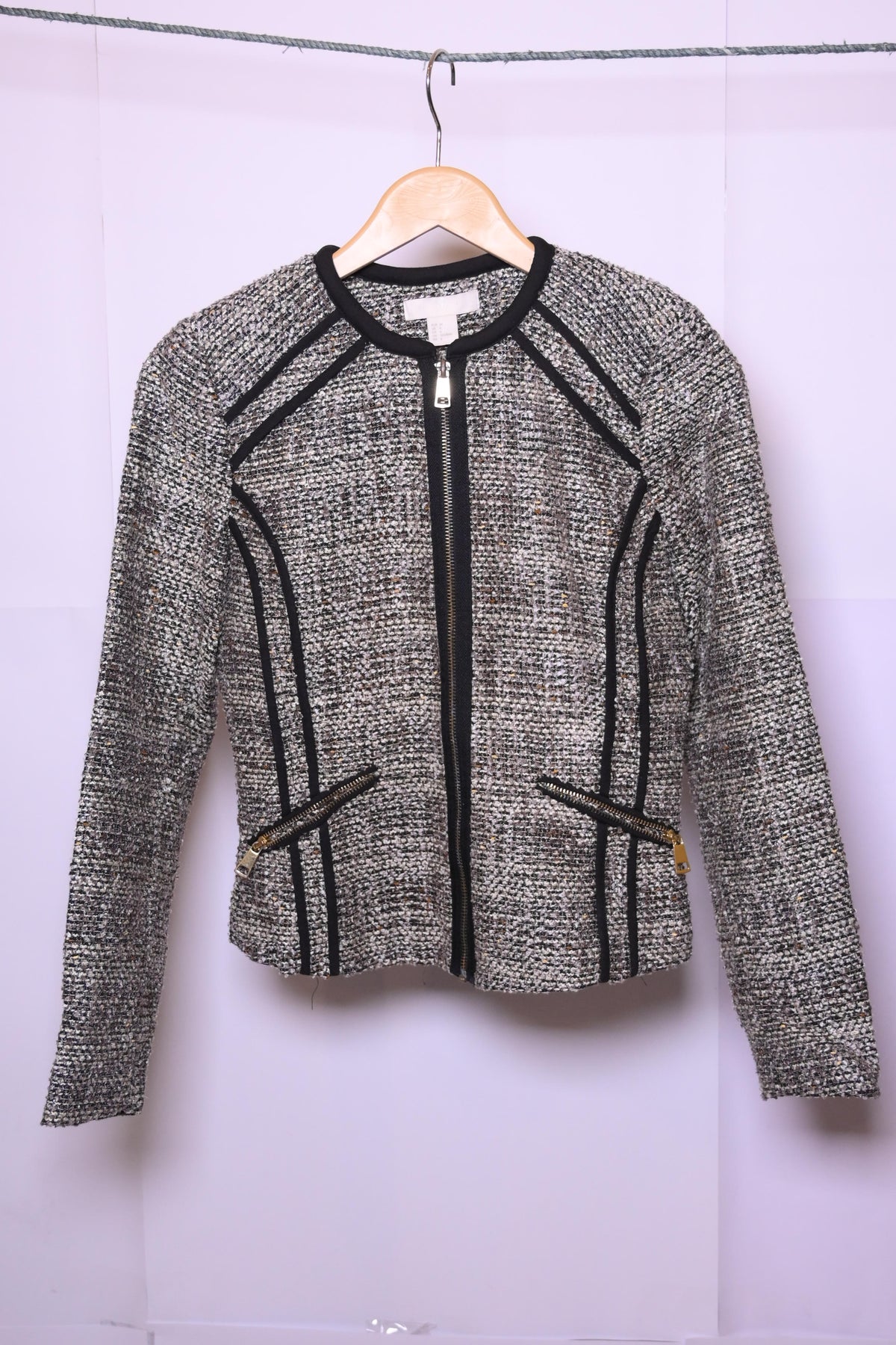 H&M Grey & Black Knitted Jacket - Small