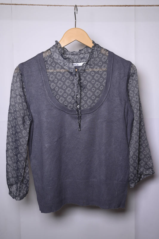 M&Co Grey Winter Blouse (Medium)