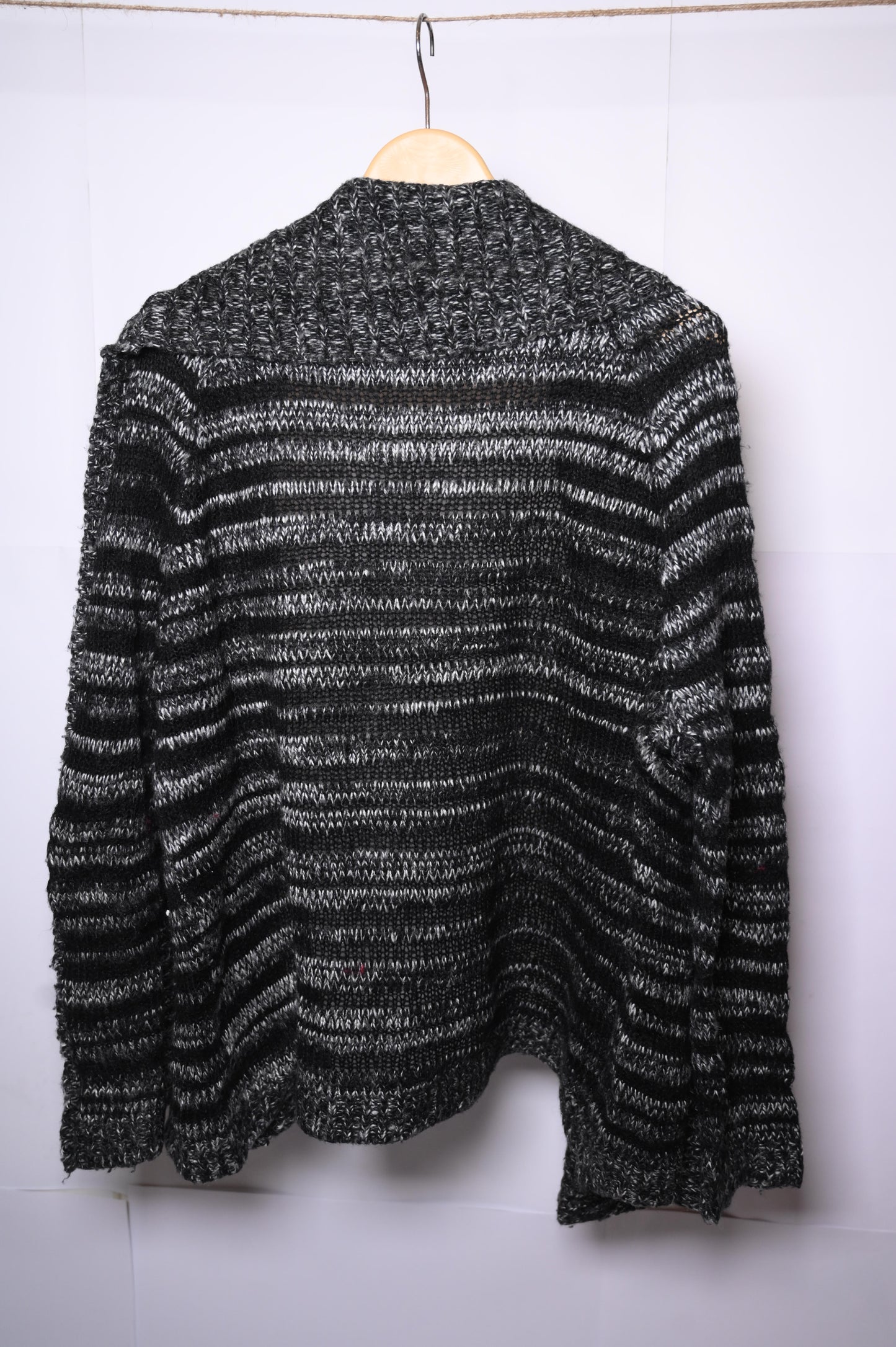 Sophisticated Black-Grey-White Acrylic Shrug