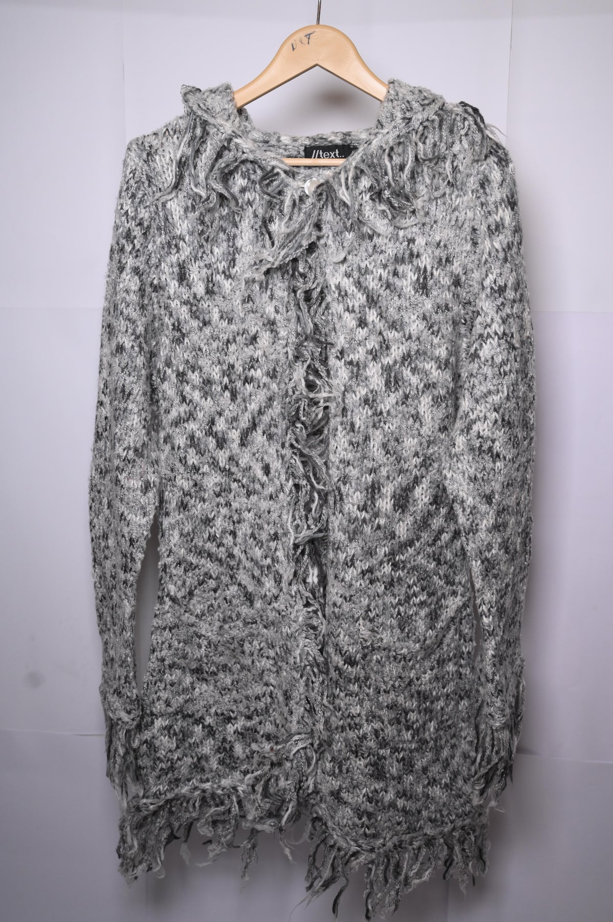 Text Grey Acrylic Long Sweater - Medium