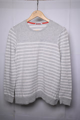 Tu Grey and White Striped Sweatshirt - Small