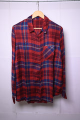 Thriftyfy Red and Blue Checked Winter Button Down Shirt