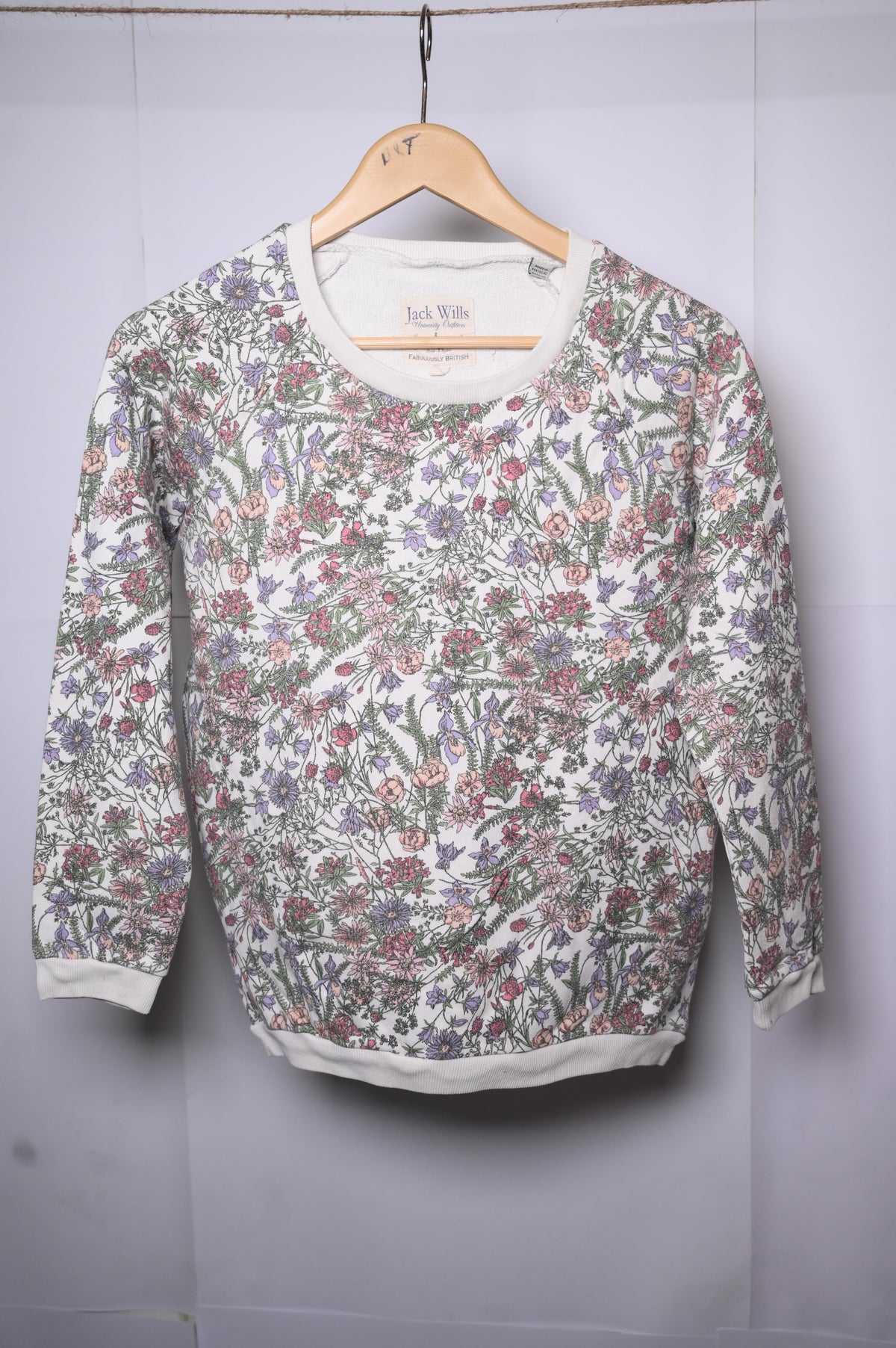 Jack Wills White Flower Sweatshirt - Small