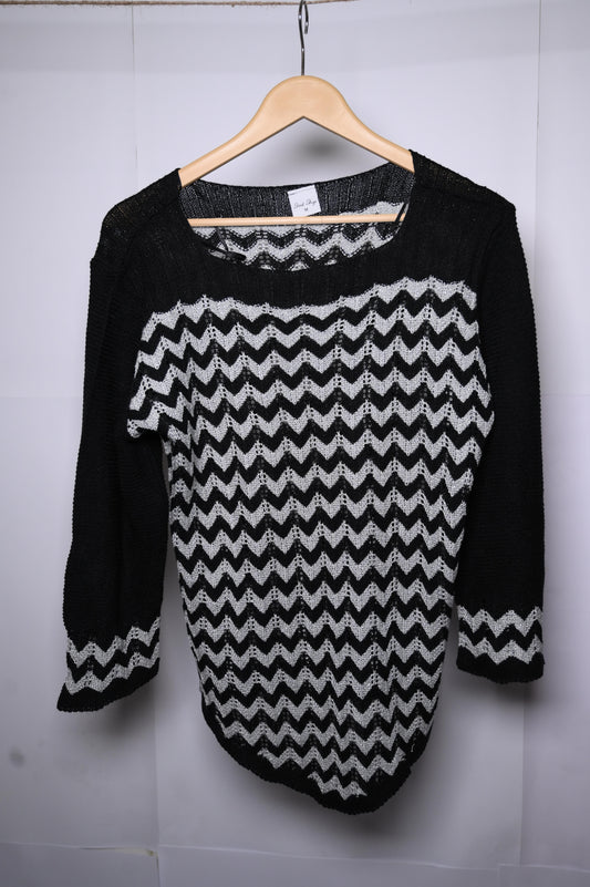 Stock Shop Black and Grey Knitted Blouse