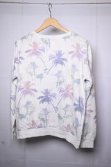 Red Bird White Sweatshirt with Palm Trees - Medium