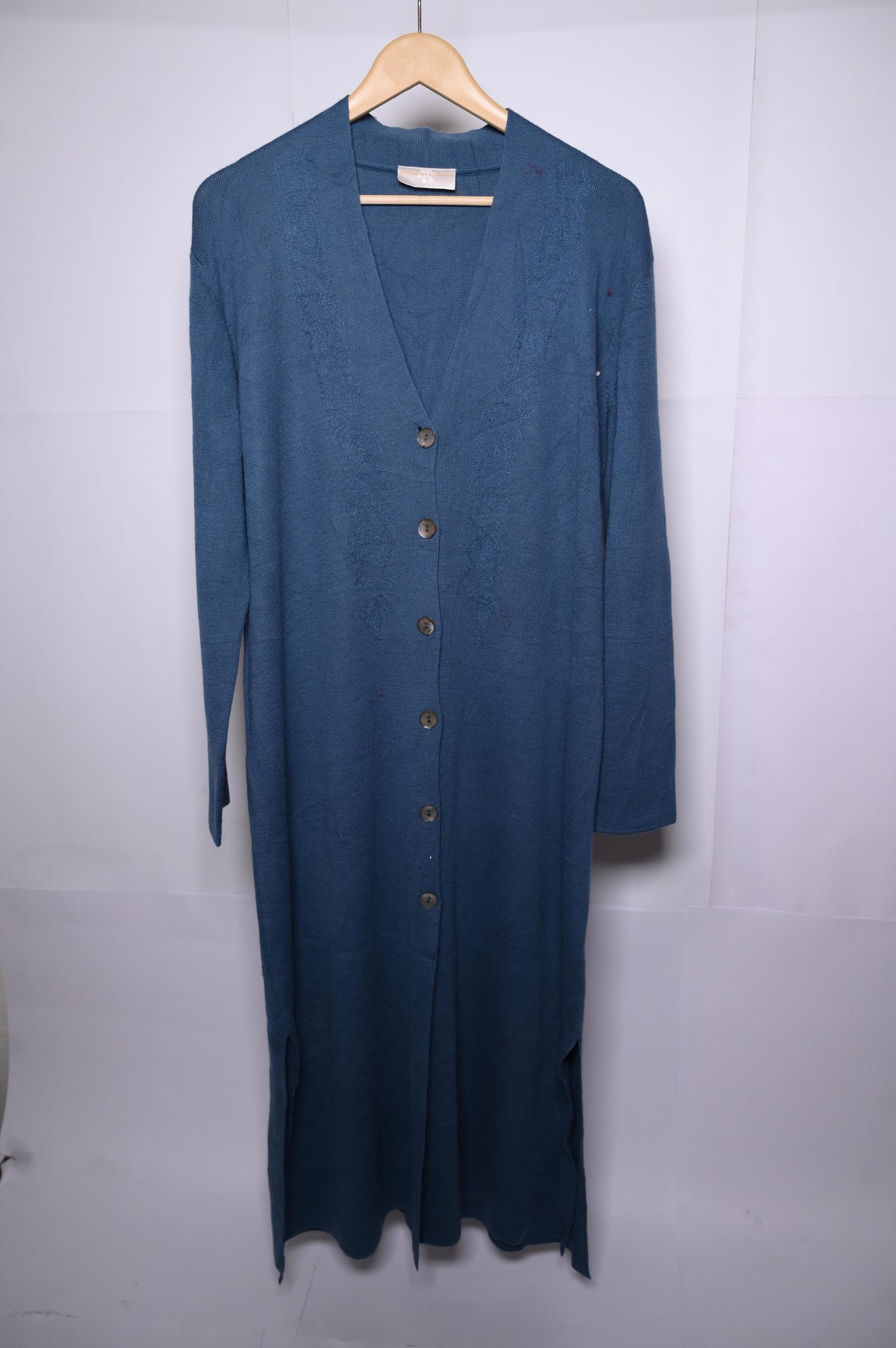 Country Casuals Blue Wool Long Sweater - Large